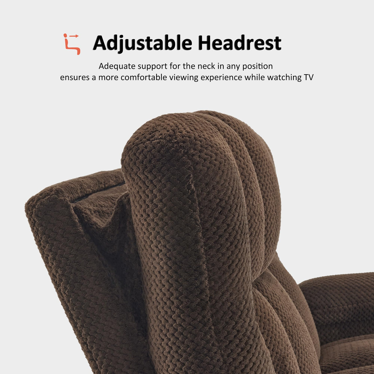 MCombo 64.6" Oversize Power Reclining Loveseat Sofa with Adjustable Headrest, Heat and Vibration, Fabric Electric Loveseat Recliner with USB Charge Ports for Living Room 6855 (Brown) MCombo