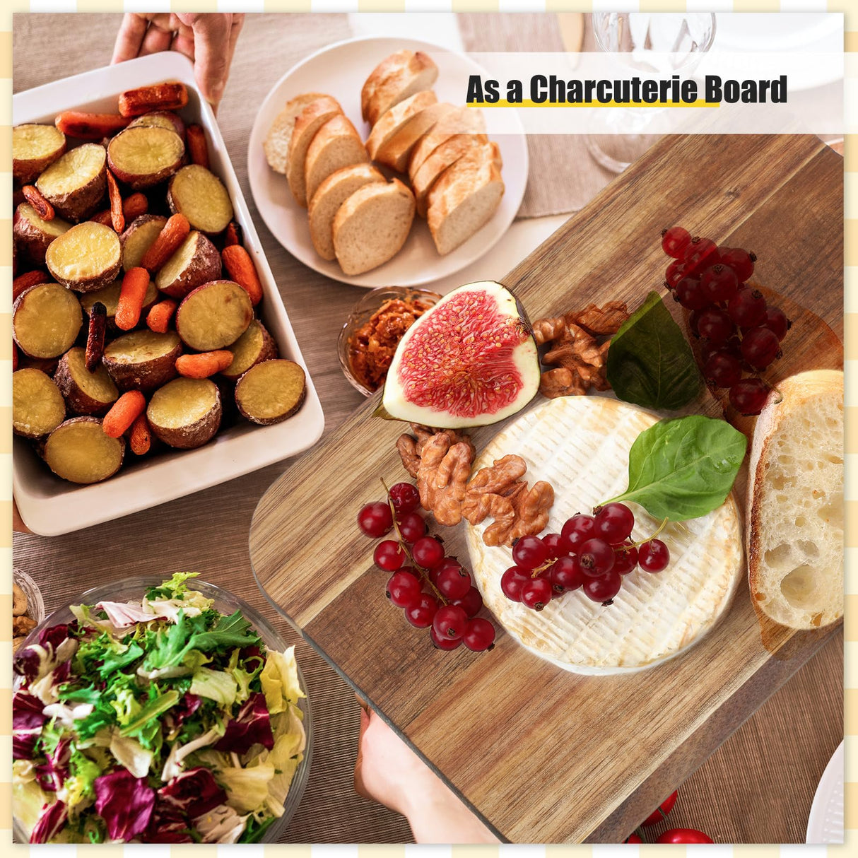 Didaey 6 Pcs Cutting Board Bulk Kitchen Thicken Chopping Board with Handles Wooden Charcuterie Serving Board Blank Wood Boards for Engraving Wedding Housewarming(15 x 7 Inch, Acacia Wood) Didaey