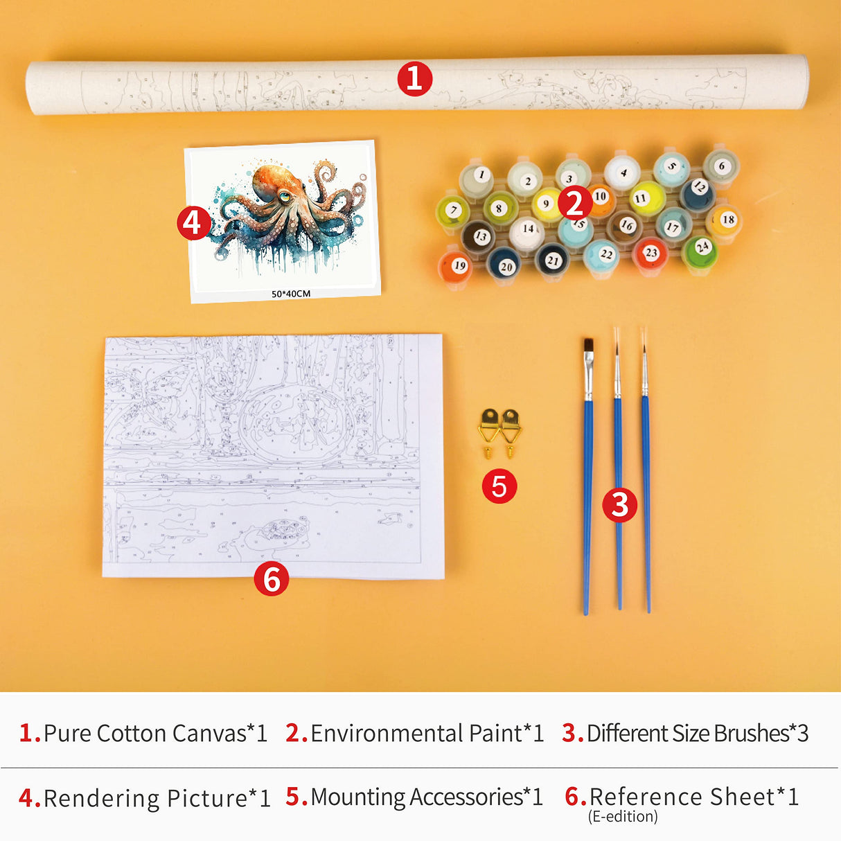 TUMOVO Octopus Paint by Numbers for Adults, 16x20 Inch, Modern Ocean Art, Acrylic, Non-Foldable TUMOVO