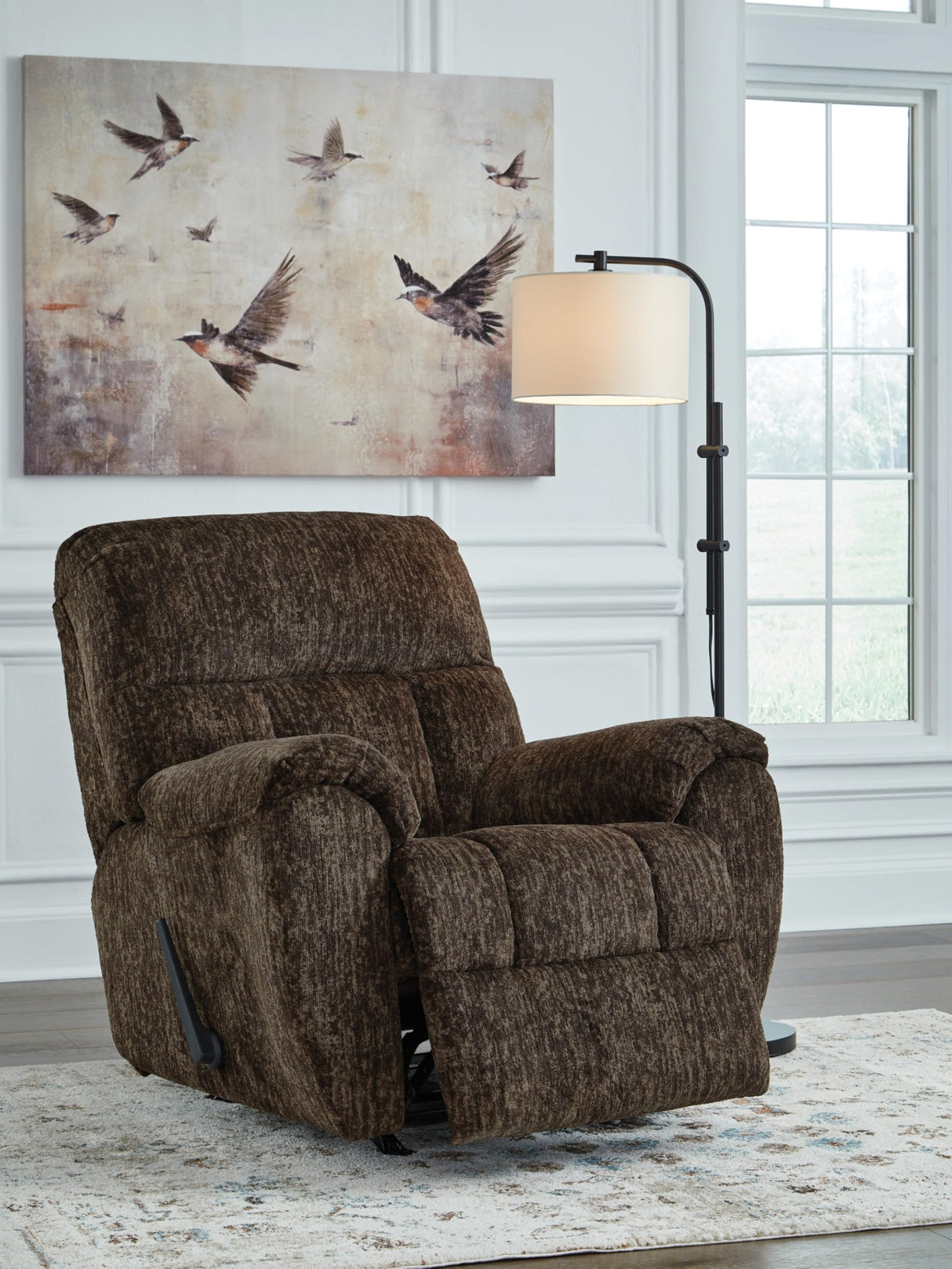 Signature Design by Ashley Rampant Casual Manual Rocker Recliner with Pillow-Top Arms, Dark Brown Signature Design by Ashley