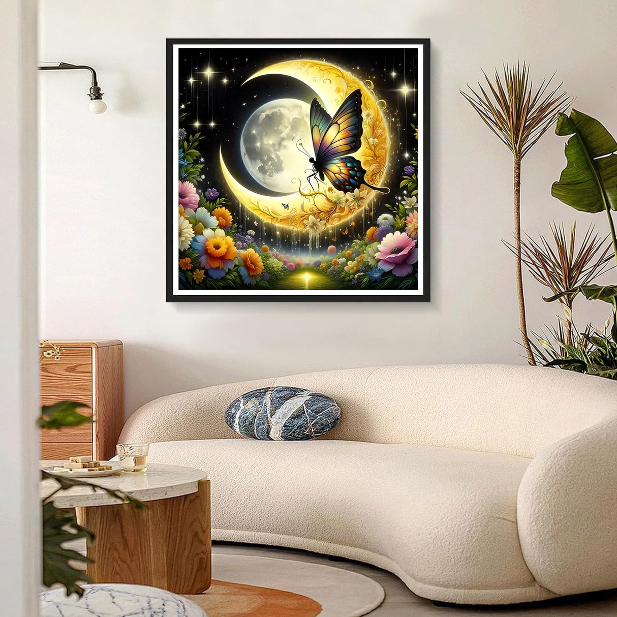 GDYEEH DIY 5D Fairy Diamond Art Kits, Round Full Drill Sparkling Moon Flowers Diamond Painting Picture, Dreamland Diamond Painting Art Kits Craft for Adults Beginners, Home Wall Decor 12x12 inch GDYEEH