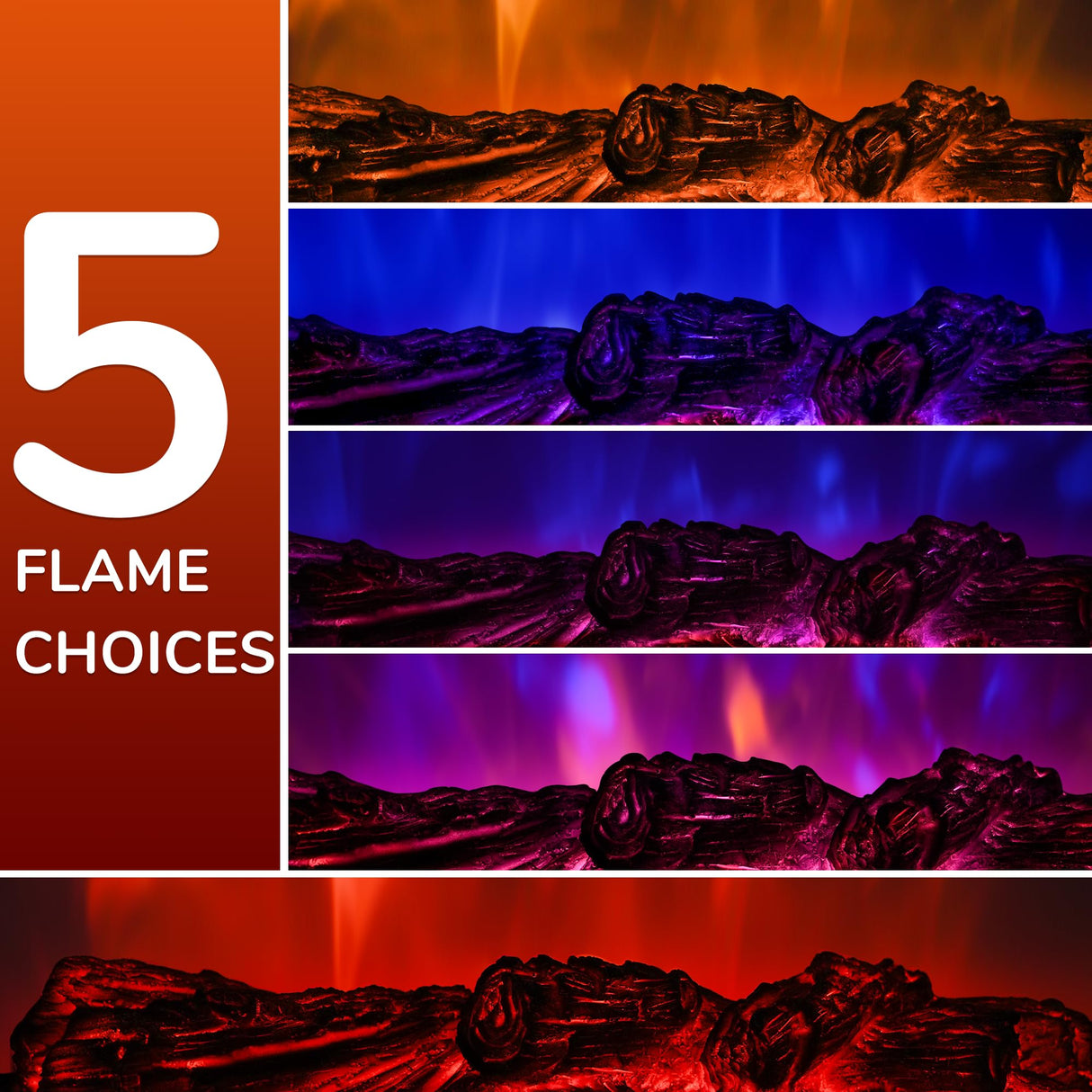 Alpaca Electric Fireplace Logs 20-Inch, Remote Controller Fireplace Insert Log Heater, Adjustable Flame Colors, Realistic Fake firewood Flame, Overheat Protection, Timer, Thermostat, 1500W Black Alpaca