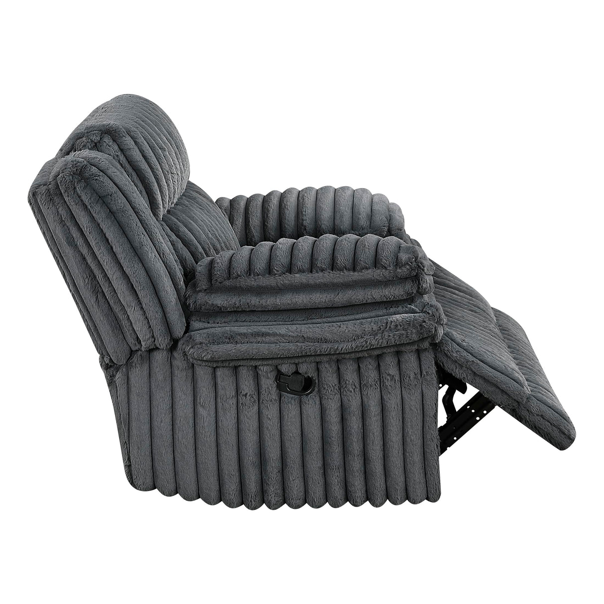 Lexicon Manual Glider Recliner Chair, Corduroy Manual Tab Pull Reclining Chair with Pillow Top Arms, Plush Cushions, Cozy Theater-Style Accent for Living Room/Bedroom, Easy Assembly, Dark Gray Lexicon