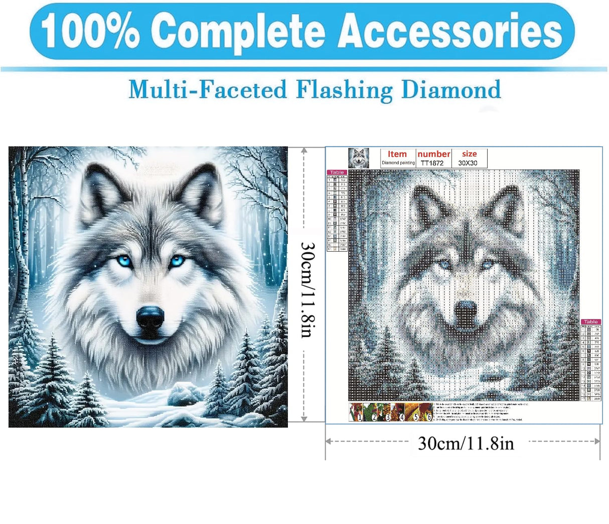 MOMDEDP Diamond Painting Kits for Adults Wolf 5D Diamond Art Kits for Adults Beginner, Paintings with Diamonds Gem Art and Crafts Animal Wolf Head Art Kits for Adult for Home Wall Decor 12x12 Inch MOMDEDP
