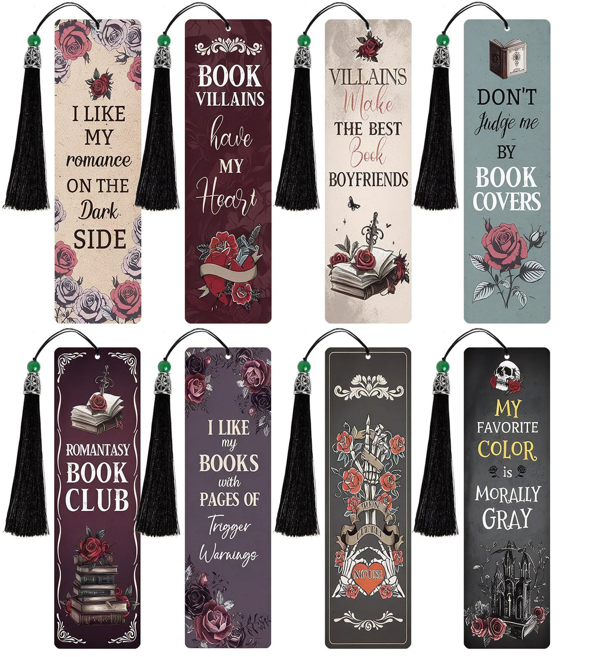 HTTDMY 8PCS Diamond Painting Art Bookmarks,Cute Acrylic Bookmarks Crafts Kits Gifts with Pendants for Adult Women Book Lovers (Dark Romance) HTTDMY