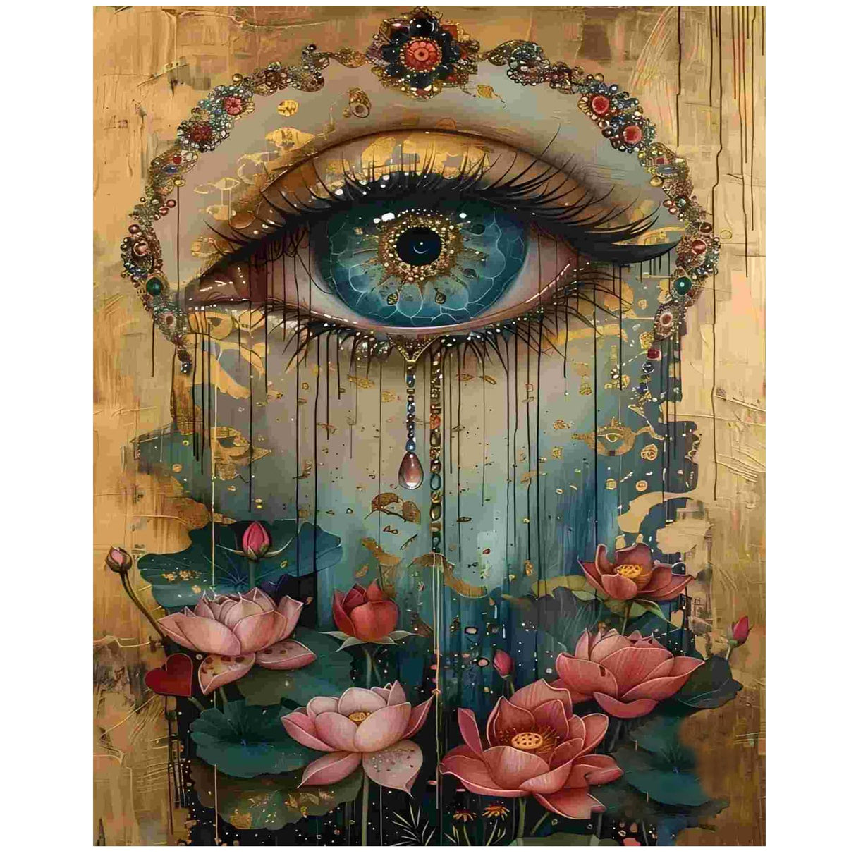 xcemhil Paint by Numbers Kit for Adults Eye, Paint by Number Eye and Lotus, Paint by Numbers Kit for Adults Beginner for Gift and Home Wall Decor 16x20 Inch xcemhil