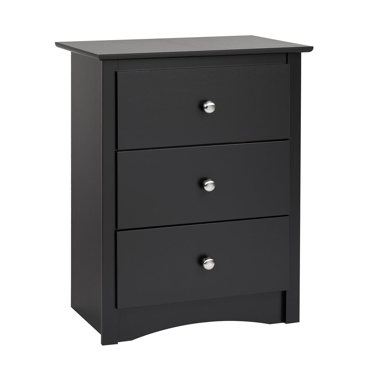 Prepac Sonoma Traditional Tall Nightstand Side Table with 3 Drawers, Functional Tall 3-Drawer Bedside Table 16" D x 23" W x 29" H, Black, BDC-2403 Prepac