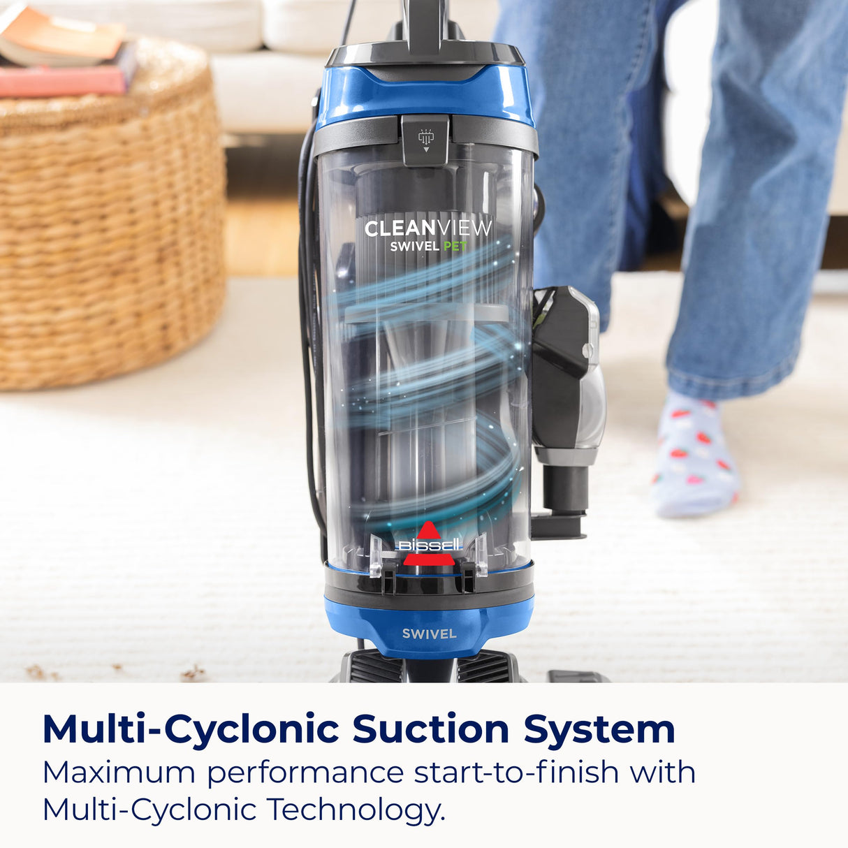 Bissell® CleanView Swivel Vacuum with Triple Action Brush Roll, Swivel Steering, Extension Wand, Easy-Empty Dirt Tank, Multi-Cyclonic Suction System, New 2024 Model Bissell