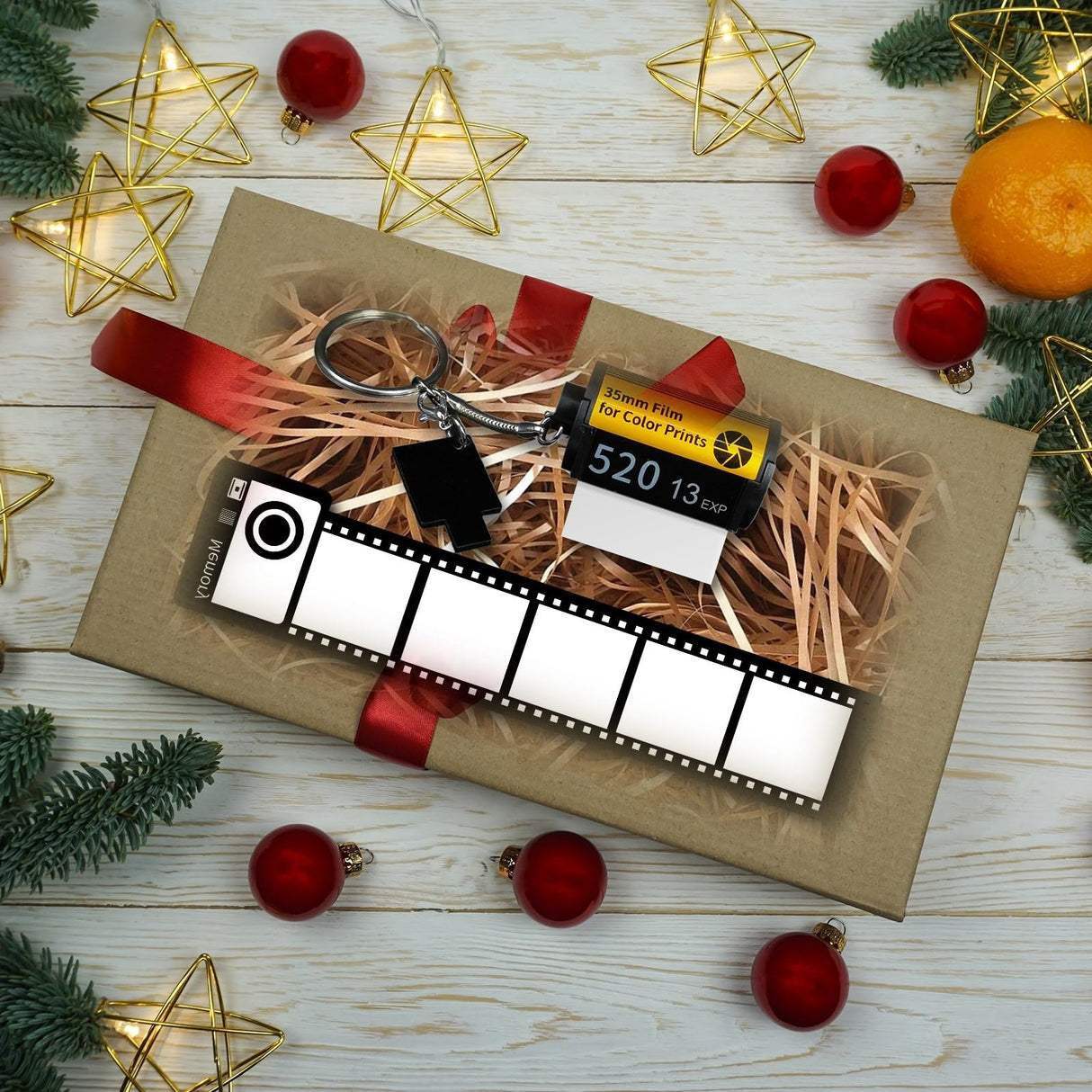 OKBA 4 pack Sublimation blank memory film roll keychain, double-sided sublimation camera film roll key chain, DIY custom blank products OKBA