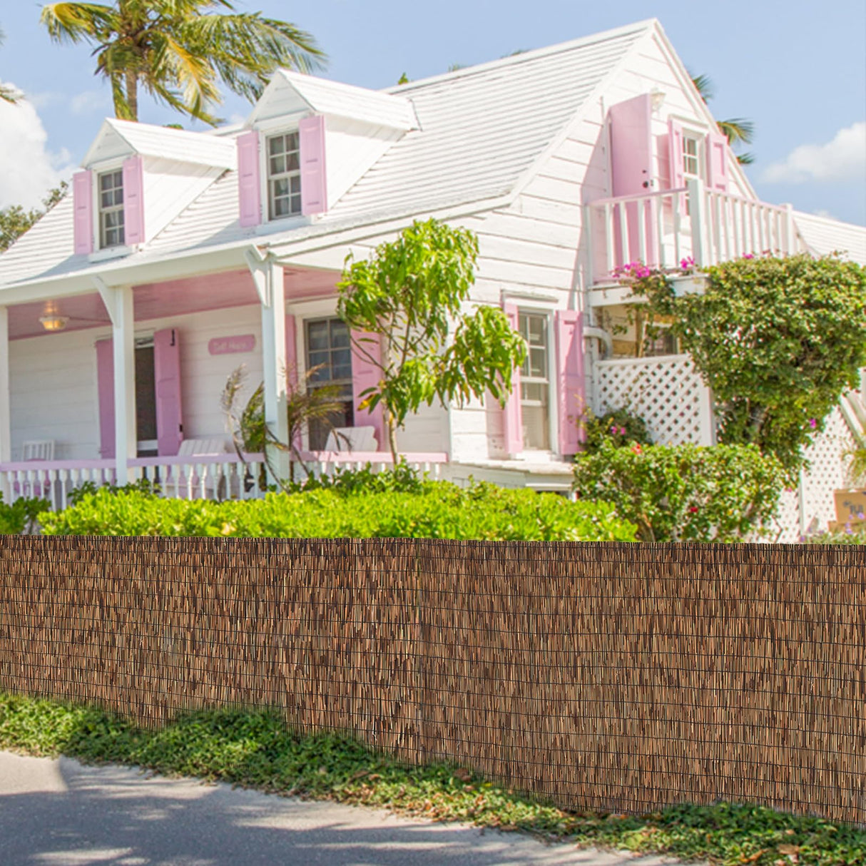 SHYDZYYC Brown 6FT X 16.4FT Reed Fencing Roll, Balcony Privacy Reed Shade Bamboo Fencing Garden Fence Border, Wind Block Sunshade Fence Screen for Outdoor Yard Patio Flower Bed Edge SHYDZYYC