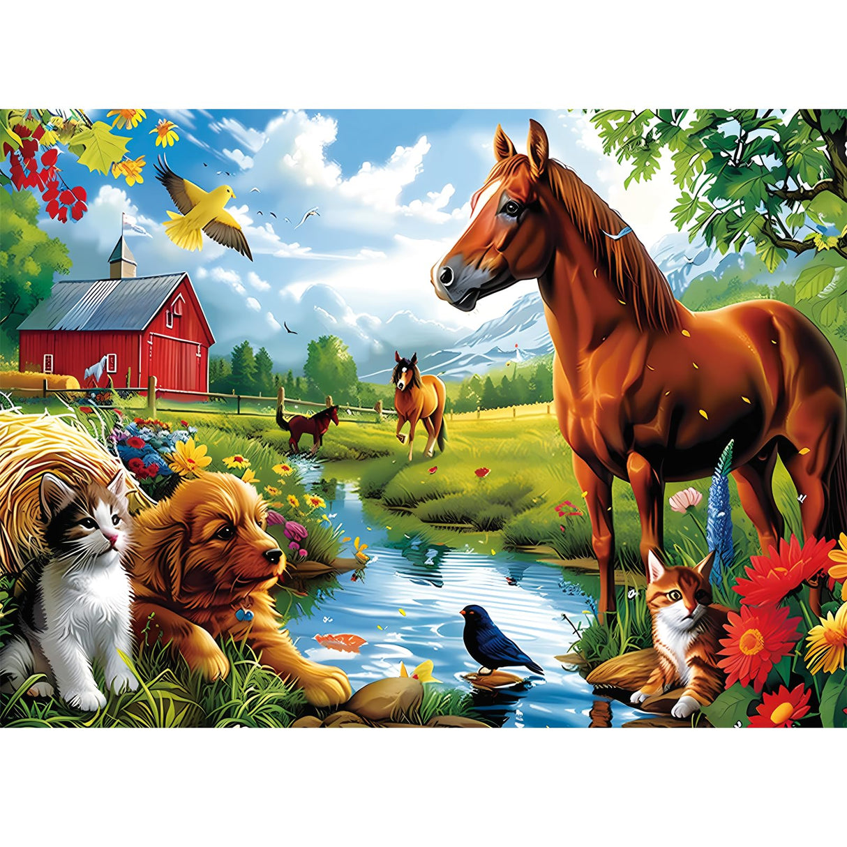 300 Piece Jigsaw Puzzle for Adults, 300 Piece Jigsaw Puzzle for Kids, Horse and Cat Jigsaw Puzzles, Animal Jigsaw Puzzles, Creative Games and Holiday Party Gifts, Fun and Challenging Family Games VOLUVOLU
