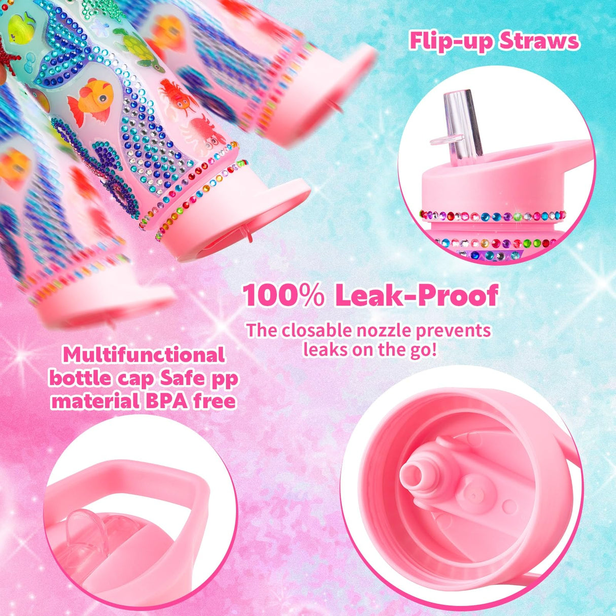 HIETIRA Decorate Your Own Water Bottle Kits for Girls - 4 5 6 7 8 Year Old Girl Gifts 4 5 6 7 8 9 Year Old Girl Birthday Gifts DIY Arts and Crafts for Kids Ages 6-8 Girls Mermaid Toys HIETIRA