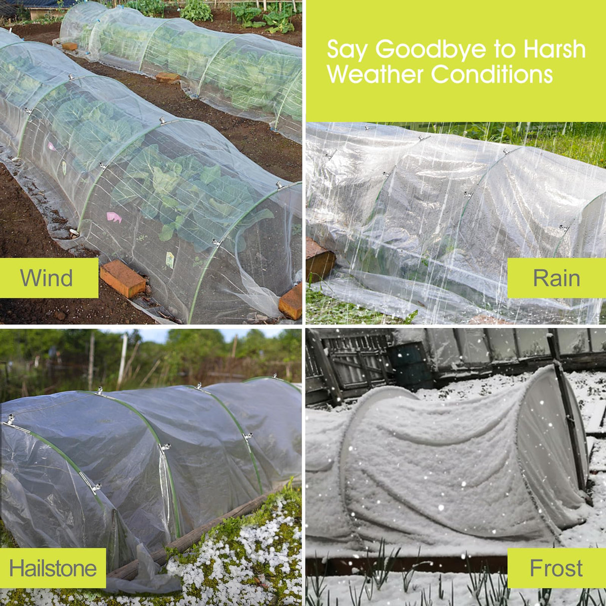 60 PCS Greenhouse Hoops Grow Tunnel 10 Sets of 8.5 FT Long Garden Hoops Kit, RIFNY Rust-Free Fiberglass Raised Beds Hoops for Garden Netting, DIY Garden Support Hoops Arch Frame RIFNY