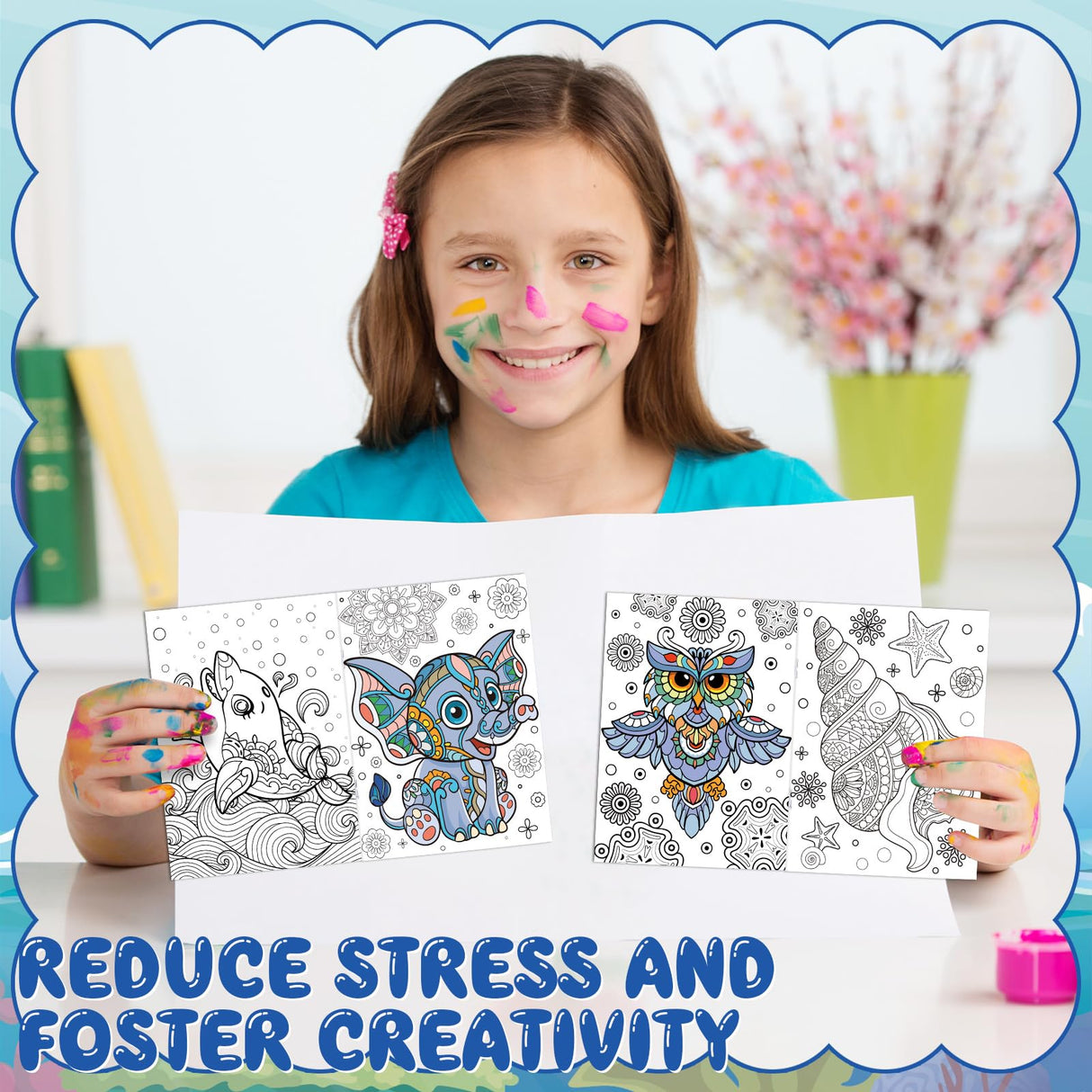 Funrous 24 Pcs Animal Mandala Coloring Books Ocean Jungle Animal Coloring Books DIY Activity Crafts Art for Kids Adults Gift Filler Gifts Home School Classroom Party Favors Funrous