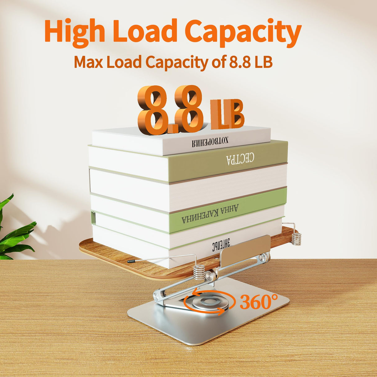 Luxdecor Wood Book Stand for Reading,Adjustable Book Holder with 360°Rotating Base & 2 Page Clips, Stable Display Stand for Recipe,Book Reading, Magazines, Tablets, Sheets (Foldable Design) Luxdecor