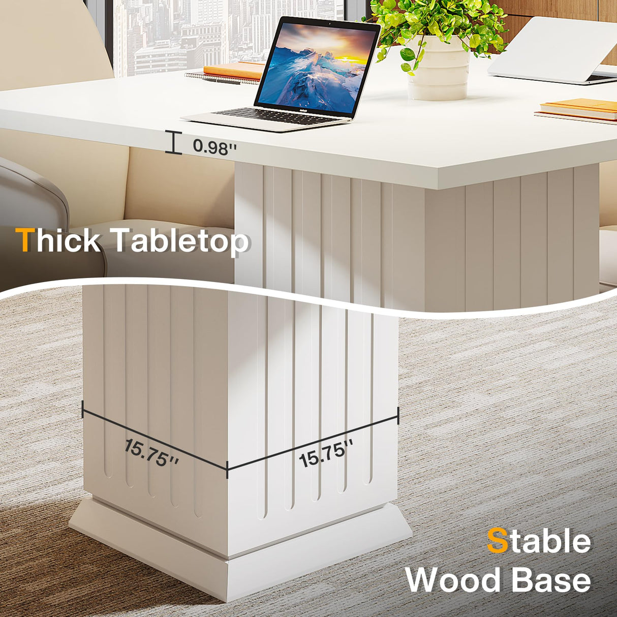 Tribesigns Square Conference Table, Modern 35.4-Inch Small White Business Meeting Table for Office Meeting Room Tribesigns
