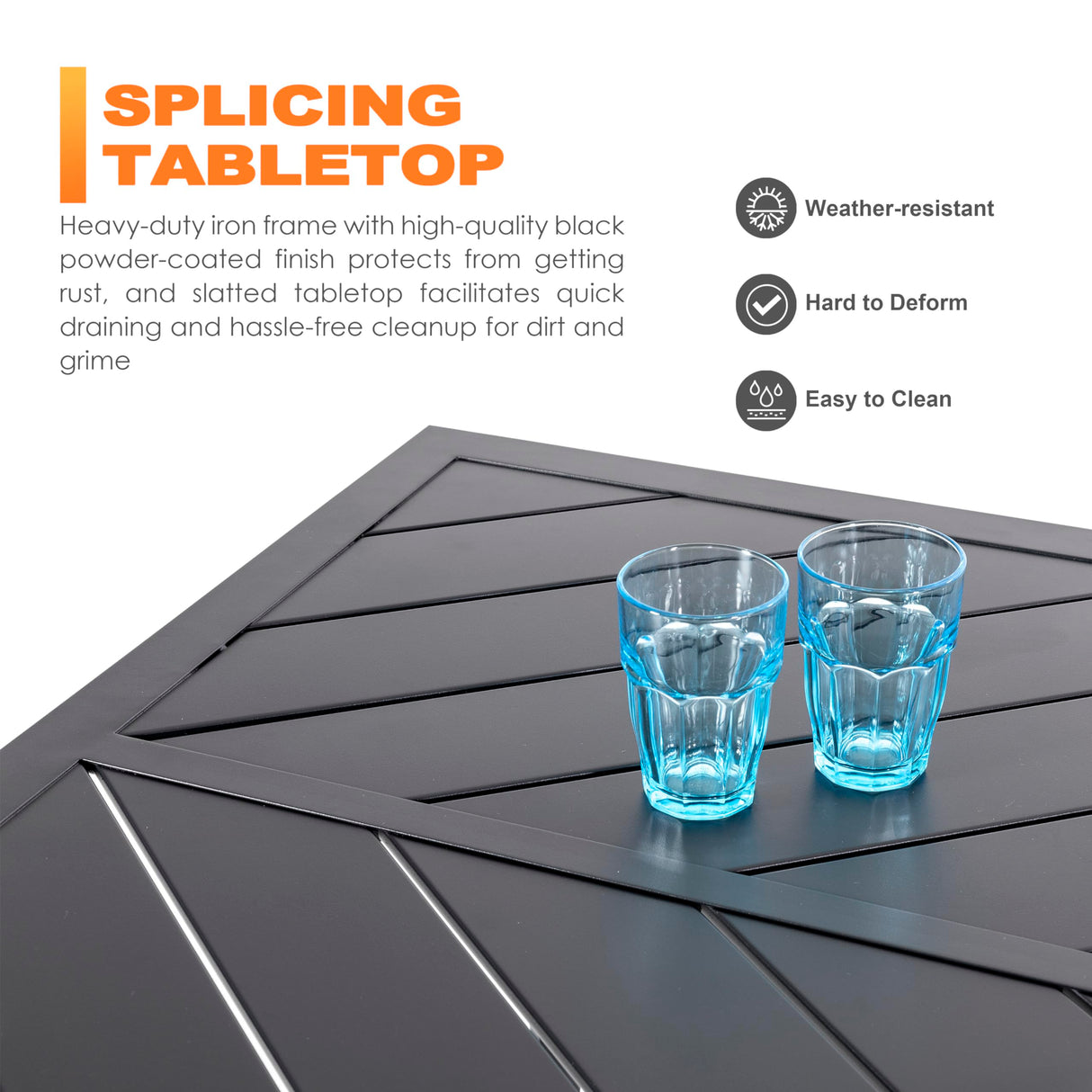 NUU GARDEN 7-Piece Outdoor Patio Dining Set with 6 Padded Textilene C-Spring Chairs and 61 x 37 Inch Table with 1.8 Inch Umbrella Hole for Patio Deck Garden Backyard Indoor Outdoor Use Black Blue NUU GARDEN