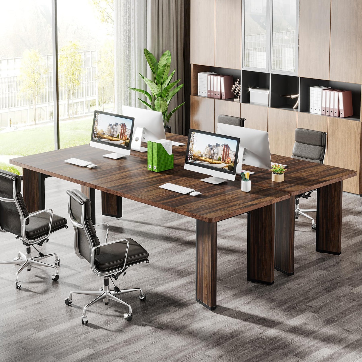 Tribesigns 78.7-Inch 2-Person Computer Desk, 6.5FT Extra Large Rectangular Writing Table with Sturdy Thicken Tabletop, Wood Simple Executive Study Desk Workstation for Home Office, Rustic Brown Tribesigns