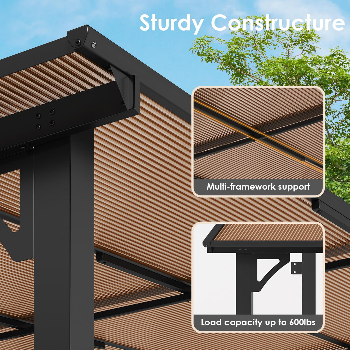 Arlopu 10'x 14' Gazebo Pergola, Outdoor Aluminum Lean to Hard Top with Sloped Roof, Large Wall-Mounted Heavy Duty Awnings for Patio, Garden, Decks, Backyard and More Arlopu