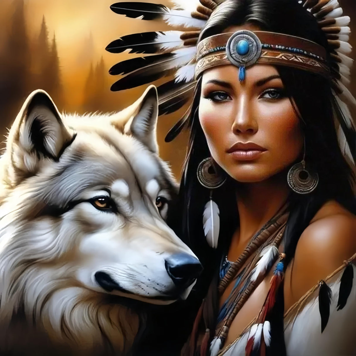 5D Diamond Art Kits for Adults Beginners Indian Wolf,DIY Full Round Drill Diamond Painting Kits, Paint by Diamonds Dots Gem Art Crystal Easy,Home Wall Decor 13.78X13.78 Inch Acelii