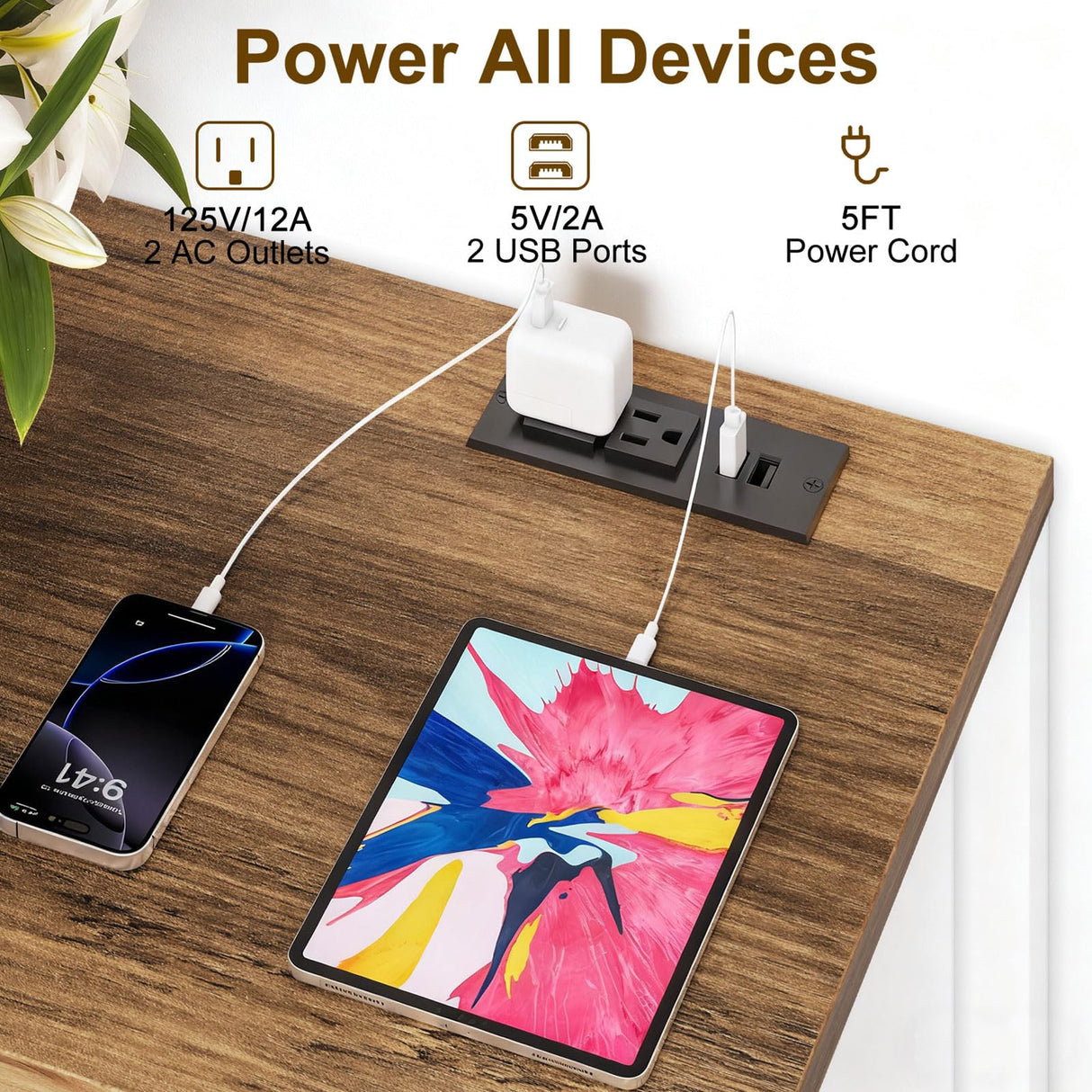 M METERXITY Console Table with Outlets, Farmhouse Coffee Bar Cabinet, 31.5 l x 13.8 D x 35.5 H, Entryway Table with Storage Cabinets for Living Room, Couch, Hallway, Foyer, Kitchen (White) M METERXITY