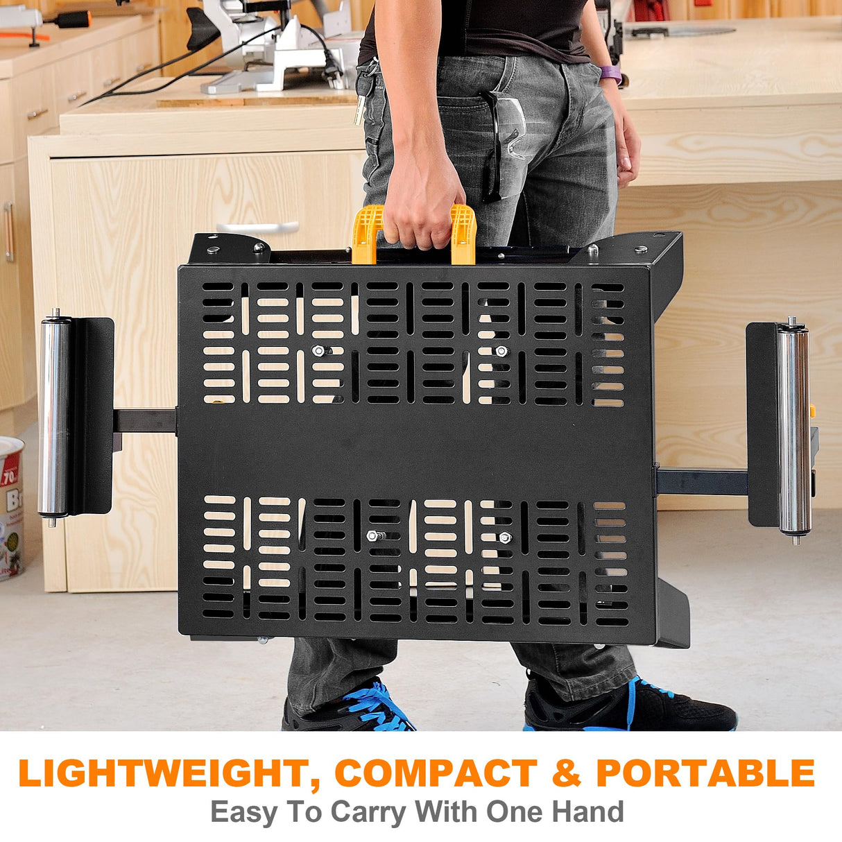 WORKESS Universal Miter Saw Stand with Grid Tabletop 300 lbs Load Capacity 6-Level Height Adjustment Table Saw Stand WK-MS046 WORKESS