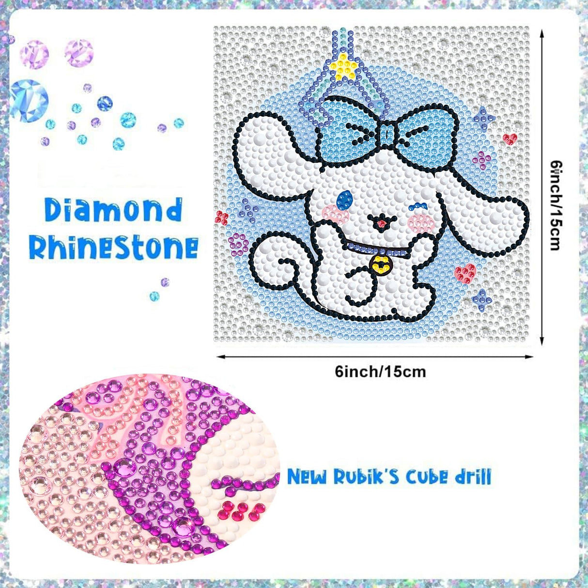 YSUNETER Diamond Painting Kits for Kids Beginner - Framed DIY 5D Full Drill Diamond Art Kits for Children, Cute Animals Round Crystal Rhinestone Gem Art Crafts Home Wall Art Decor 5.9 x 5.9 Inches YSUNETER