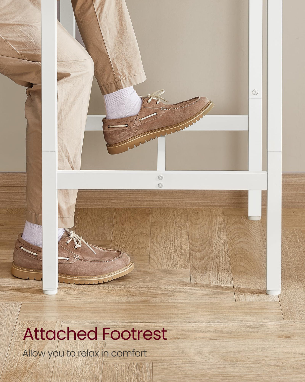 VASAGLE High Top Bar Table – Compact Oak Beige and White Kitchen & Pub Table for Narrow Spaces VASAGLE