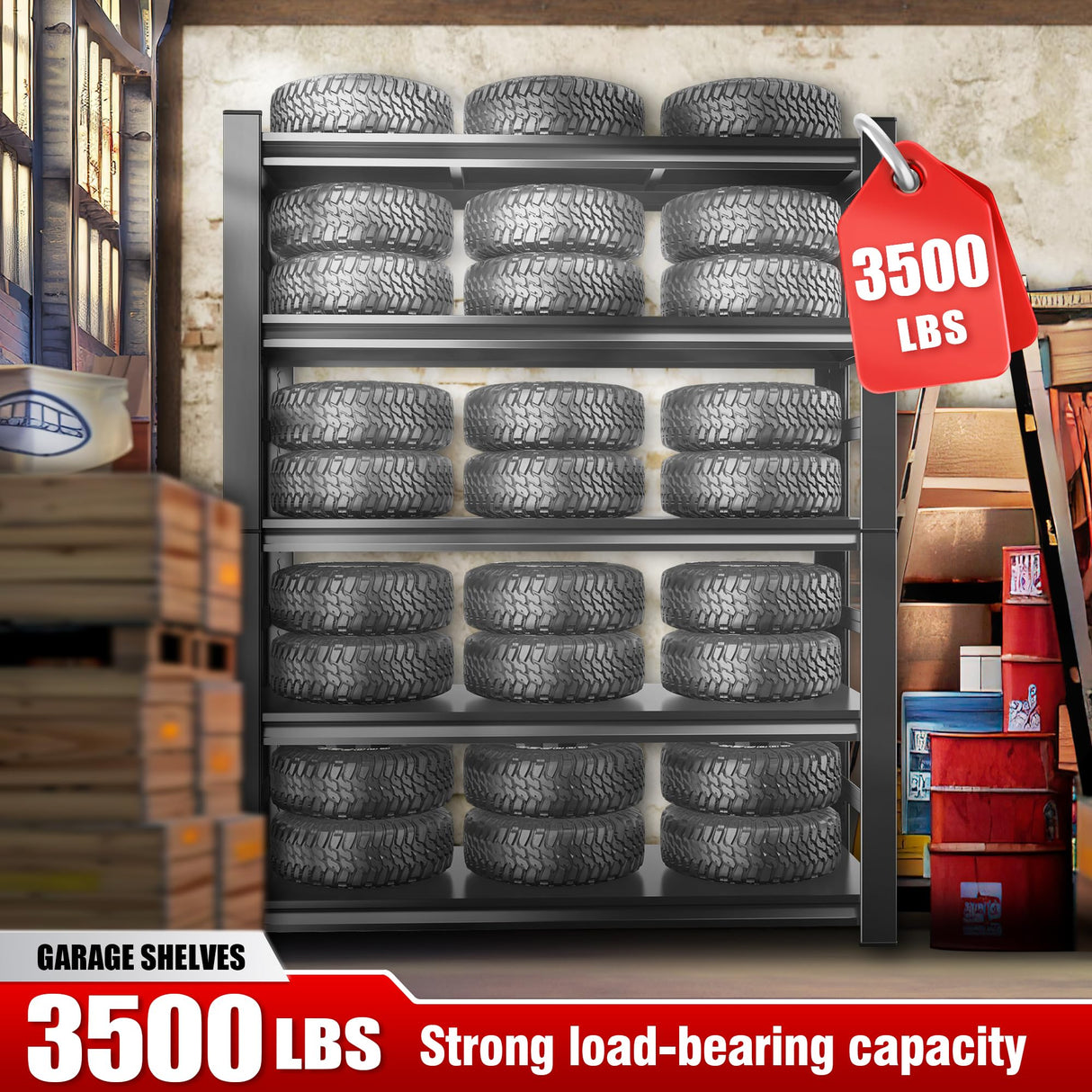 PRESTELION 72" H|48" W Garage Shelving Unit and Storage-Easy Assembly Metal Shelves 5-Tier Rack|Heavy-Duty Adjustable Shelf|Steel Rust-Resistant Shelves for Industrial,Warehouse,Basement PRESTELION