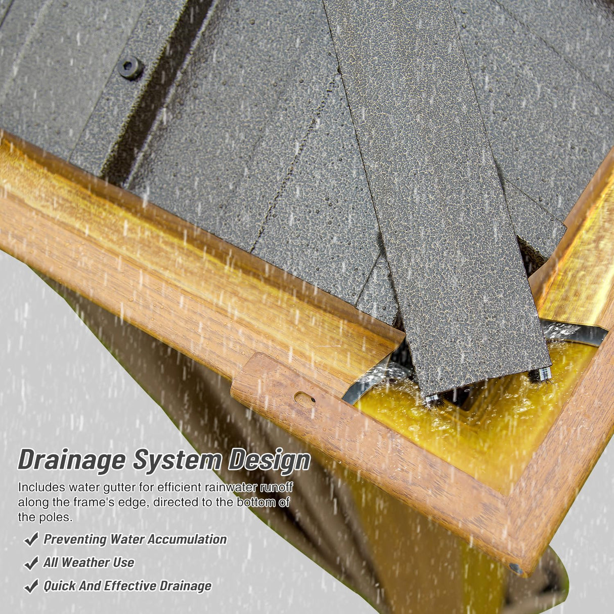 12’ x 20’ Hardtop Gazebo Outdoor Aluminum Wood Grain Gazebos with Galvanized Steel Double Canopy for Patios Deck Backyard,Curtains&Netting by domi outdoor living domi outdoor living