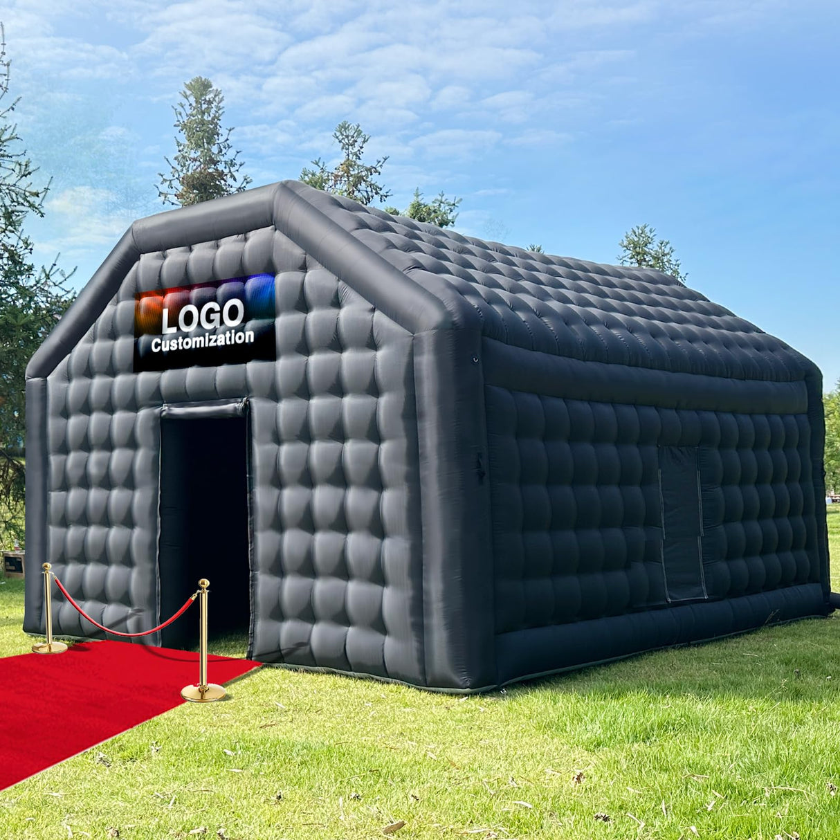 Large Black Inflatable Nightclub 20X16.5X12Ft Disco Cube Gazebo Event House with Logo Area Portable Inflatable Party Tent for Birthday, School Events, Backyard Party, Rental Business OZIS