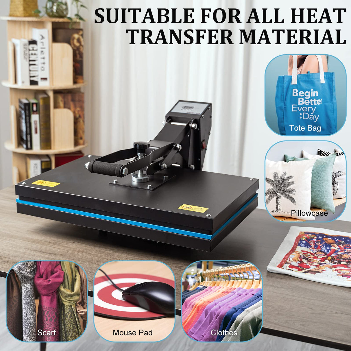 SmarketBuy Heat Press 16x24 Inch, High Pressure Clamshell Heat Press Machine 1800W, Large Heat Press Digital Control Heat Transfer Machine for T Shirts SmarketBuy