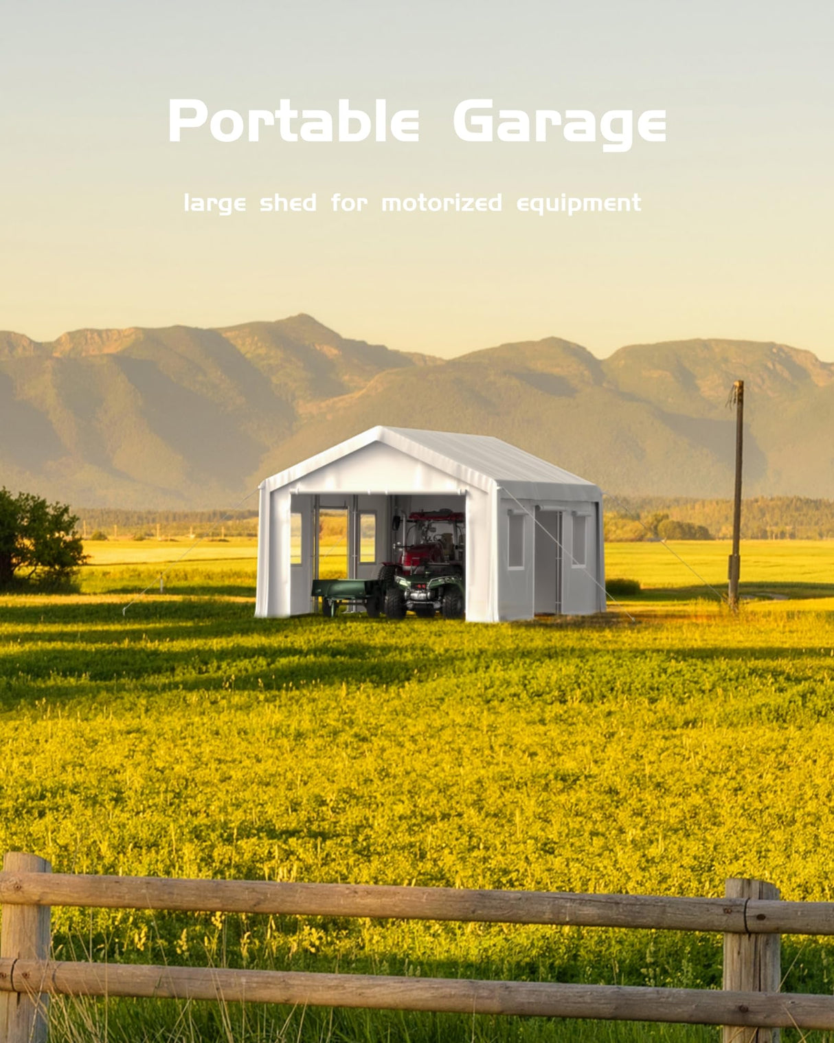 Hipicute 10' x 20'x 10' Portable Garage, Heavy Duty Carport with 180G Side Walls, Front and Rear Doors, Car Shelter for Trucks, Boats, and SUVs - White Hipicute