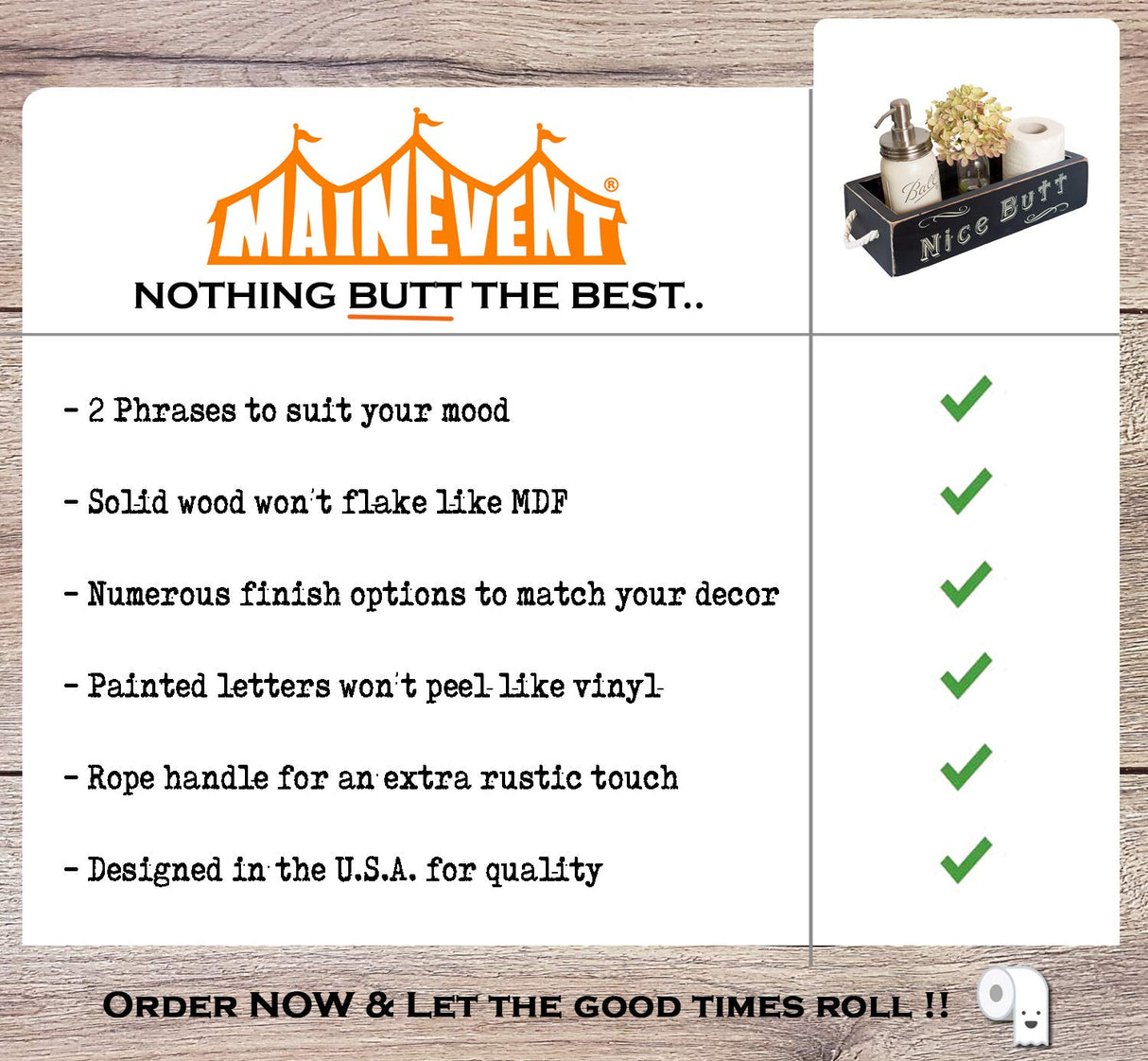 MAINEVENT Nice Bathroom Decor Box, One Box with Print on 2 Sides Farmhouse Bathroom Decor Toilet Box, Rustic Decor Bathroom Box Toilet Organizer, Toilet Paper Box, Hello Sweet Cheeks Bathroom Box MAINEVENT