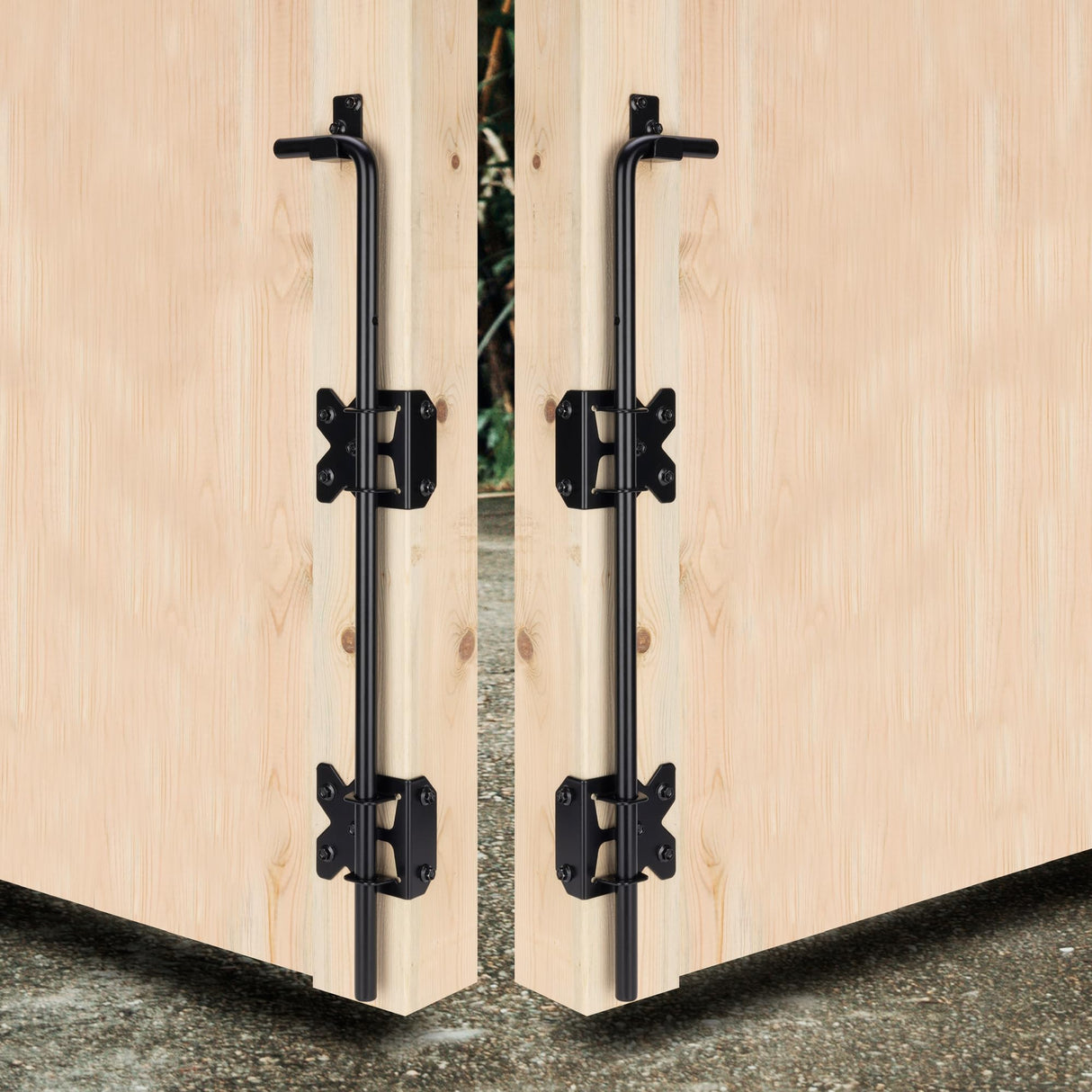 DJSUNPACKING Upgrade 24" Heavy Duty Cane Bolt Gate Drop Rod-Steel Gate Ground Latch Designed for Wood Metal Vinyl Gates or Double Doors Fence-2 Pack DJSUNPACKING