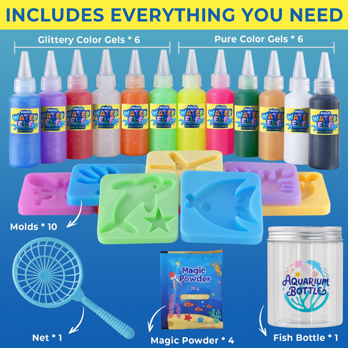 Magic Water Elf Toy Kit - Crafts kit for Kids - Arts and Crafts for Girls - Magic Gel Water Pets - Make Your Own Squishies Squishy Maker Toys - Kid Toys Birthday Gifts for Girls Boys Ages 3-12 MINISENTIALS