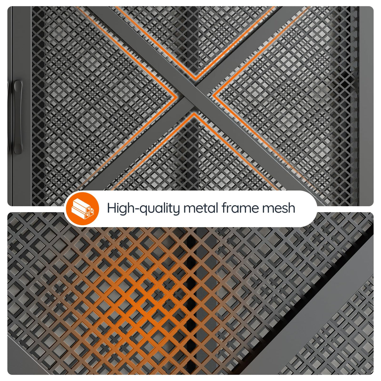 HOOBRO 43.3" Large Dog Crate Furniture with LED Lights, Heavy Duty Dog Kennel Indoor with Storage Shelves, Wooden Crate End Table for Large Medium Dogs, Rustic Brown and Black BF89DGW03 HOOBRO