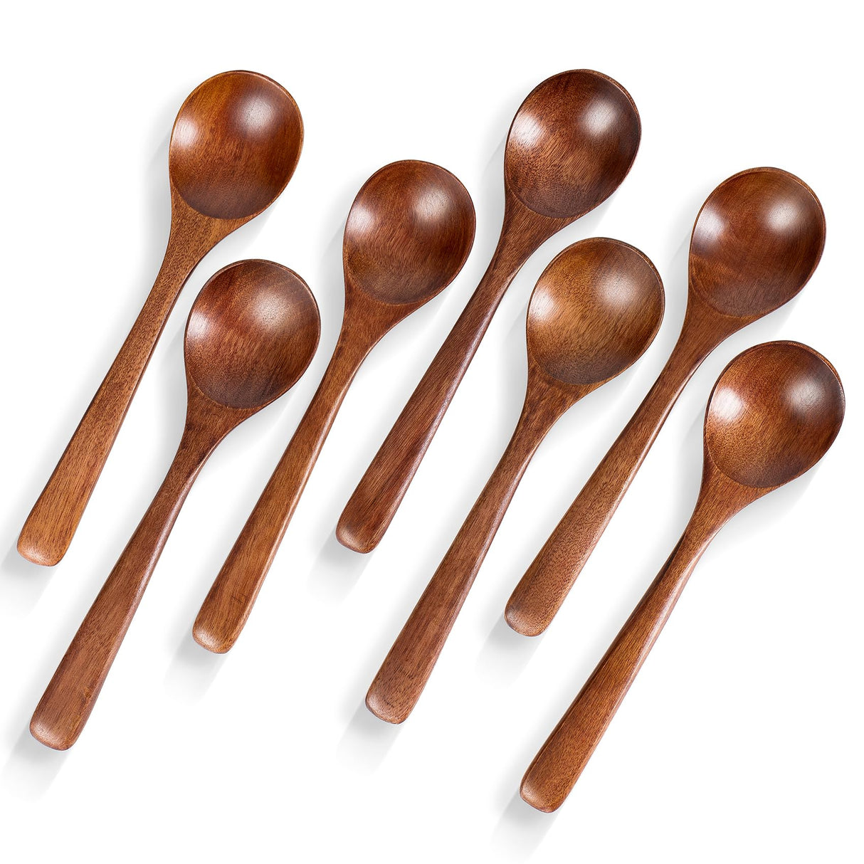 Hefild 7 PCS Wooden Spoons for Eating, 7 inch Wooden Honey Spoons for Tea, Wooden Teaspoons for Stirring Coffee, Hard Wood Table Spoons for Cooking, Small Serving Spoons for Soup, Desserts & Cereal Hefild