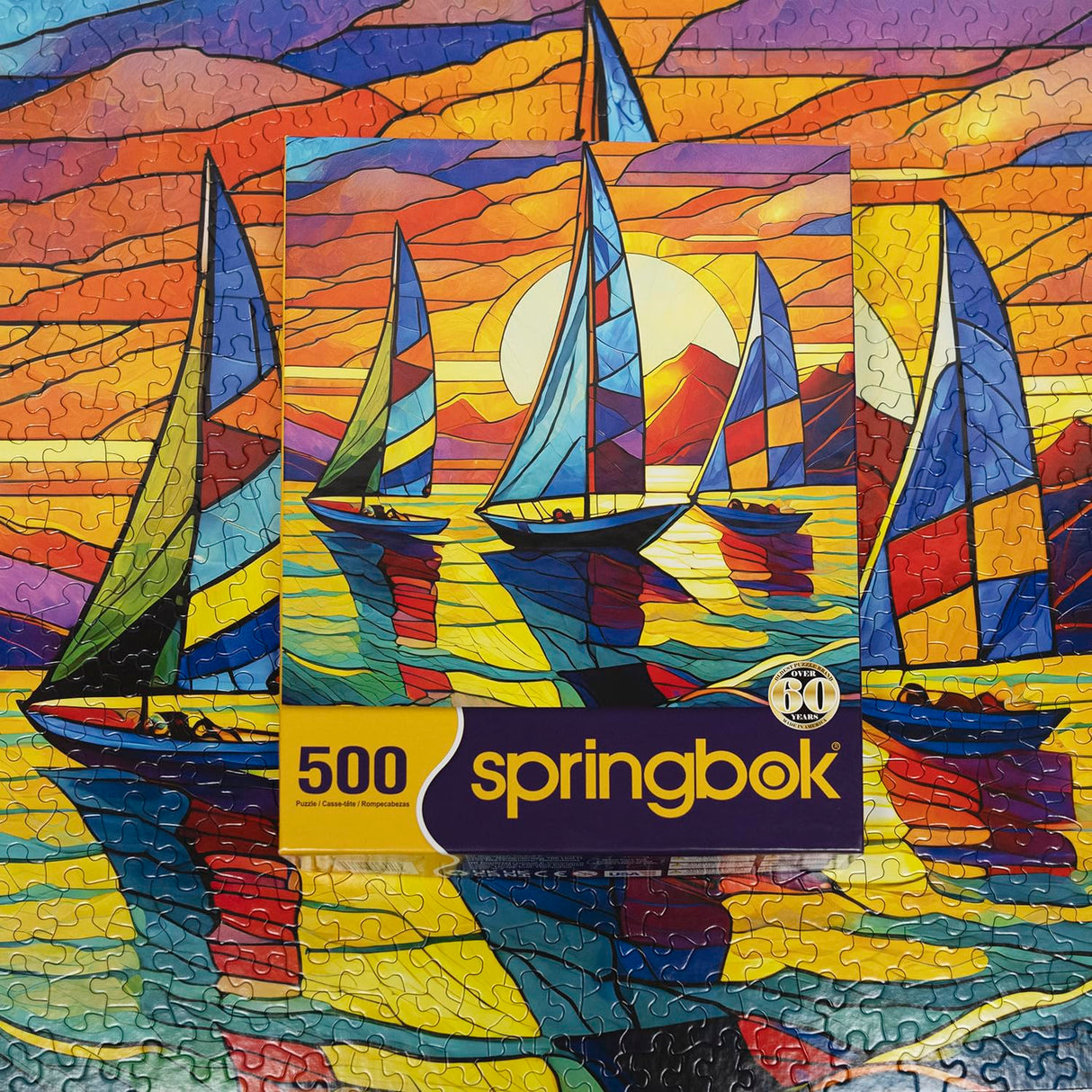 Springbok's Sunset Sailing 500 Piece Jigsaw Puzzle for Adults-Unique Cut Pieces- Made in USA Springbok