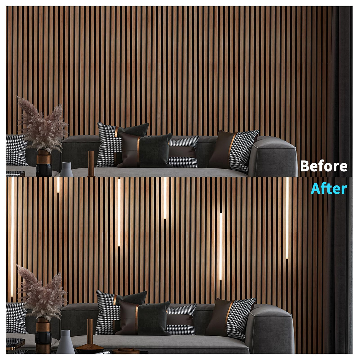 Art3d LED Recessed Lighting Kit - 6pcs Self-adhesive White LED Light with Smart Switch, 3000k Touching Switch Light for Wood Slat Wall Panels, Headboards, Stairs, Home decor, Under Cabinet Strip Light Art3d