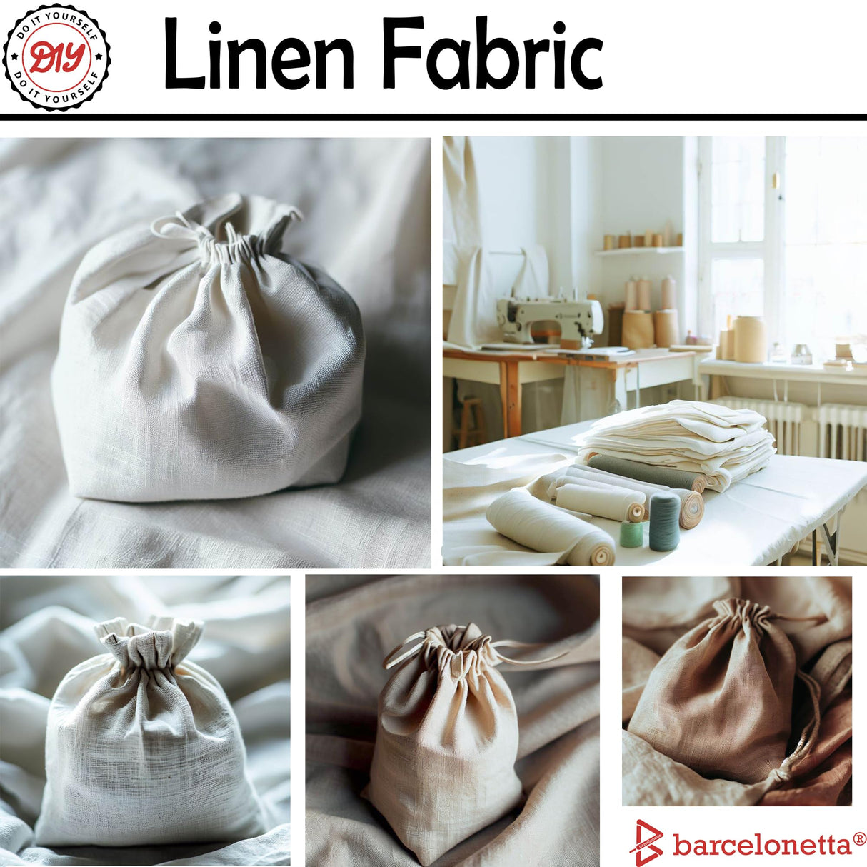 Barcelonetta | Linen Fabric | Natural Linen Cloth | Embroidery, Sewing | Soft, Breathable | 55" Wide | 70% Linen, 30% Rayon | Hemp, Jute, Needlework, Lining (Natural, 2 Yard) Barcelonetta