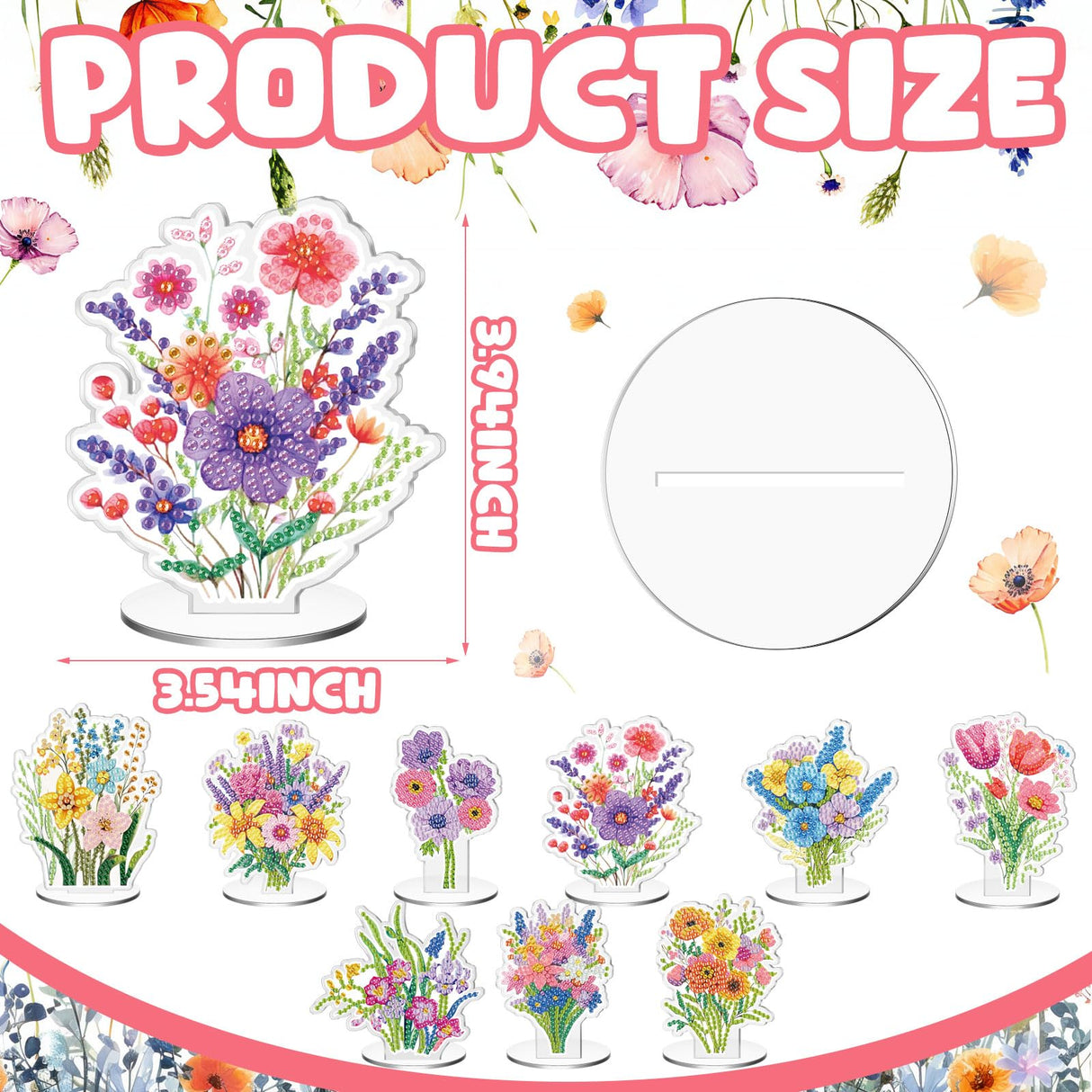 Kosiz 9 Pcs Diamond Painting Table Decorations Spring Wildflower Diamond Art Kits for Adults Double Sided Acrylic Flower Centerpieces Sign for Tabletop Beginner DIY Crafts Gifts Home Party Decor Kosiz