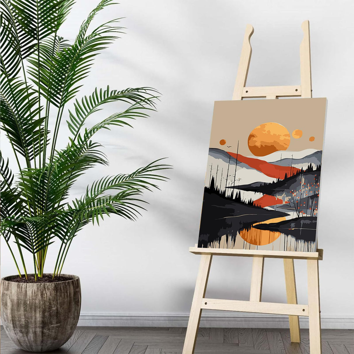 Auremi Mountain Paint by Numbers Kits for Adults Beginners,Easy Sunset Paint by Numbers on Canvas Framed DIY Landscape Painting by Numbers for Gift Home Wall Decor 8x12 Inch Auremi