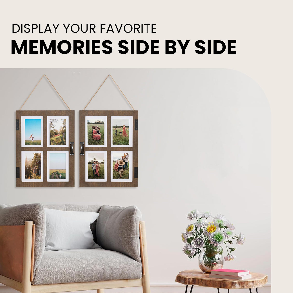 GLM 5x7 Picture Frame Collage with 4 Photos - Display Your Favorite Memories - Collage Picture Frames That Fit Any 4x6 or 5x7 Photo (Brown) Great Lakes Memories