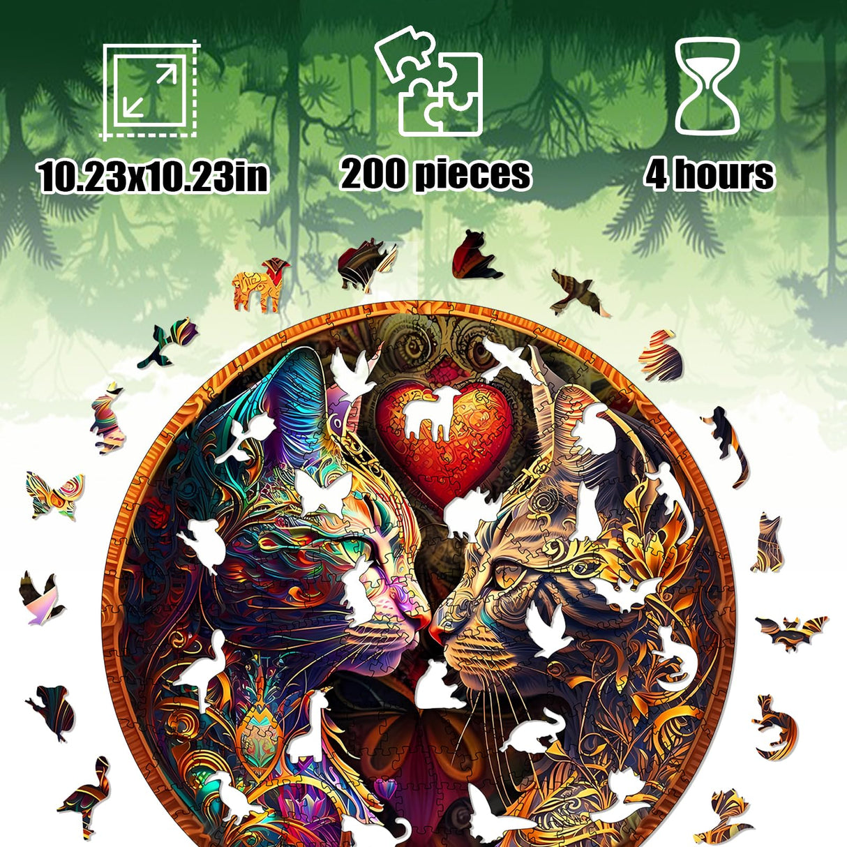 Wooden Puzzle for Adults, 200 Piece Irregular Animal Shaped Wooden Jigsaw Puzzles, Unique Puzzles for Adults, Creative Gift for Teenagers and Adults WHJSG