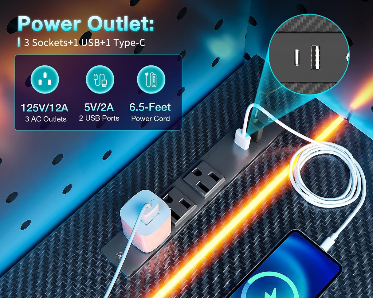 MOTPK Small Gaming Desk with LED Lights & Power Outlet, Computer Desk 31.5inch for Small Space, Cheap Gaming Table with Carbon Fiber Texture, Kids Desk Gift for Boys Men, Black MOTPK