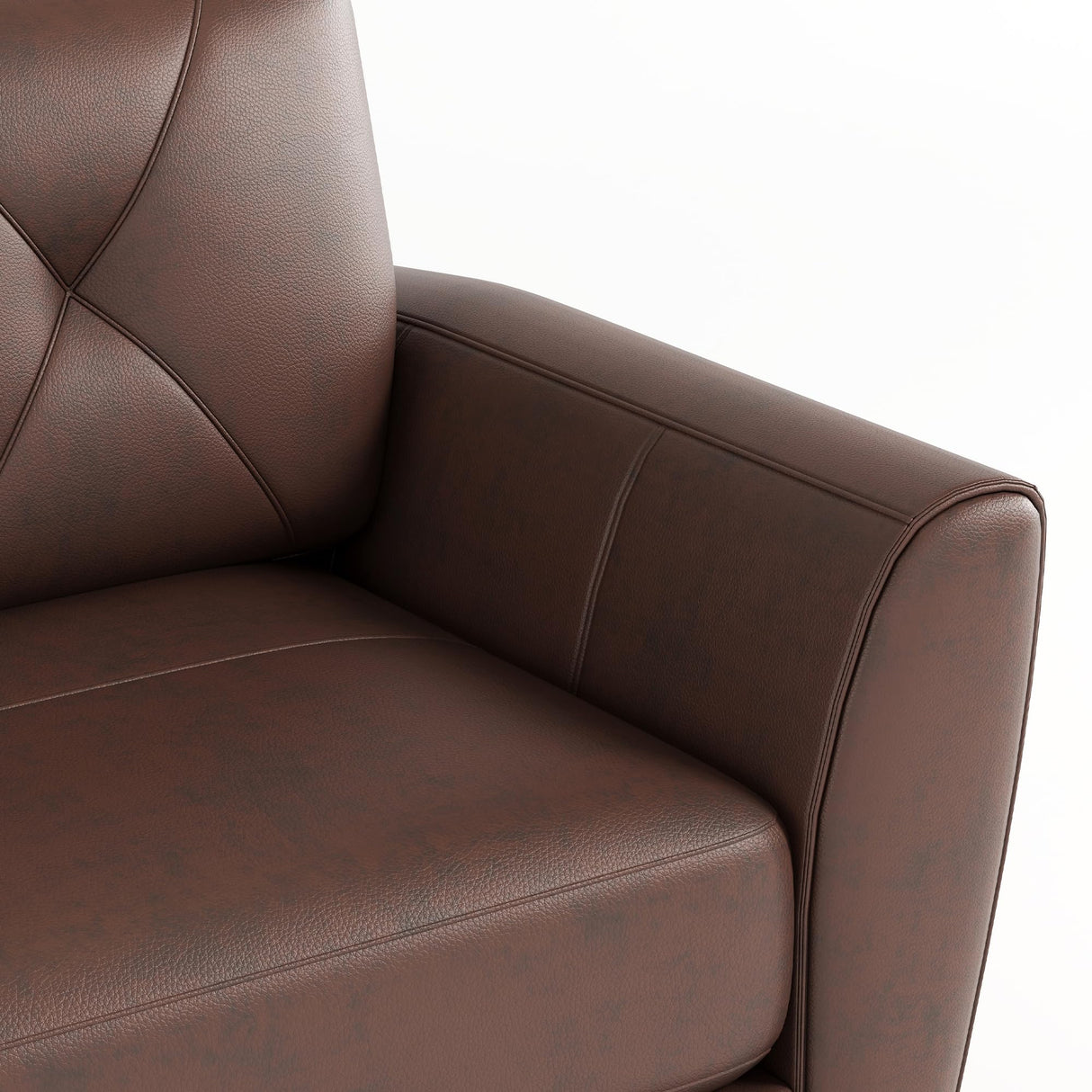 Genuine Leather Loveseat Sofa, 2 Seater Modern Sofa Couch for Living Room, Brown (62'') Secsofier