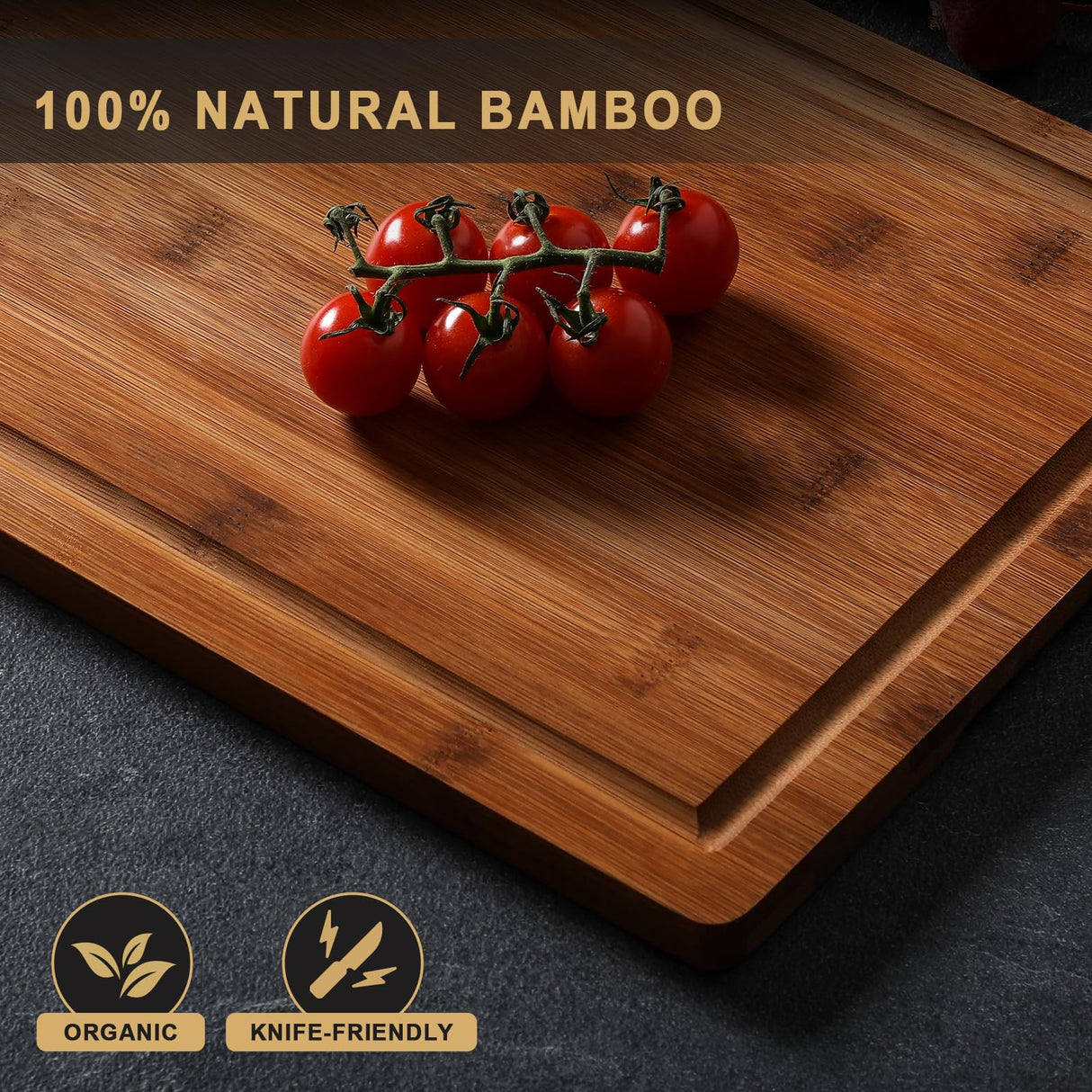 Hiware Extra Large Wood Cutting Boards - Heavy Duty Bamboo Cutting Boards for Kitchen Meal Prep & Serving, Cutting Board with Juice Groove, Thick Wooden Chopping Board, Pre Oiled, Set of 4 HIWARE