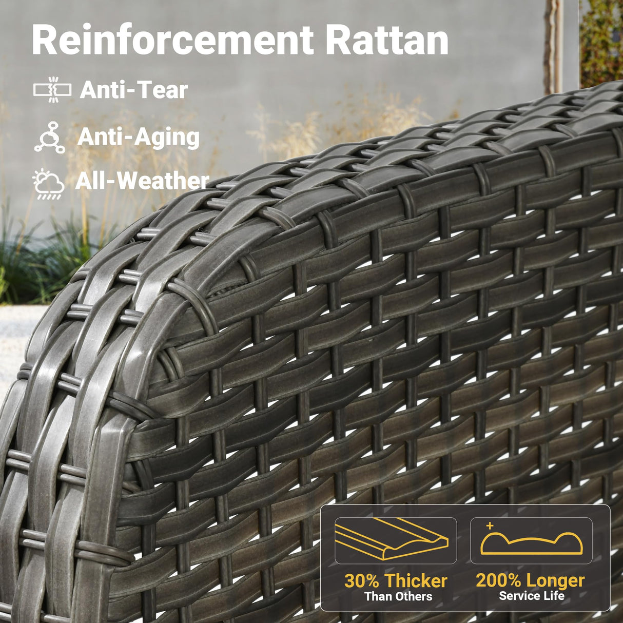 ovios 4 Pieces Patio Furniture Set, Outdoor Wicker Sofa with Coffee Table, Chairs, All Weather High Back Rattan Loveseat Couch with Comfy Cushions, Beige ovios