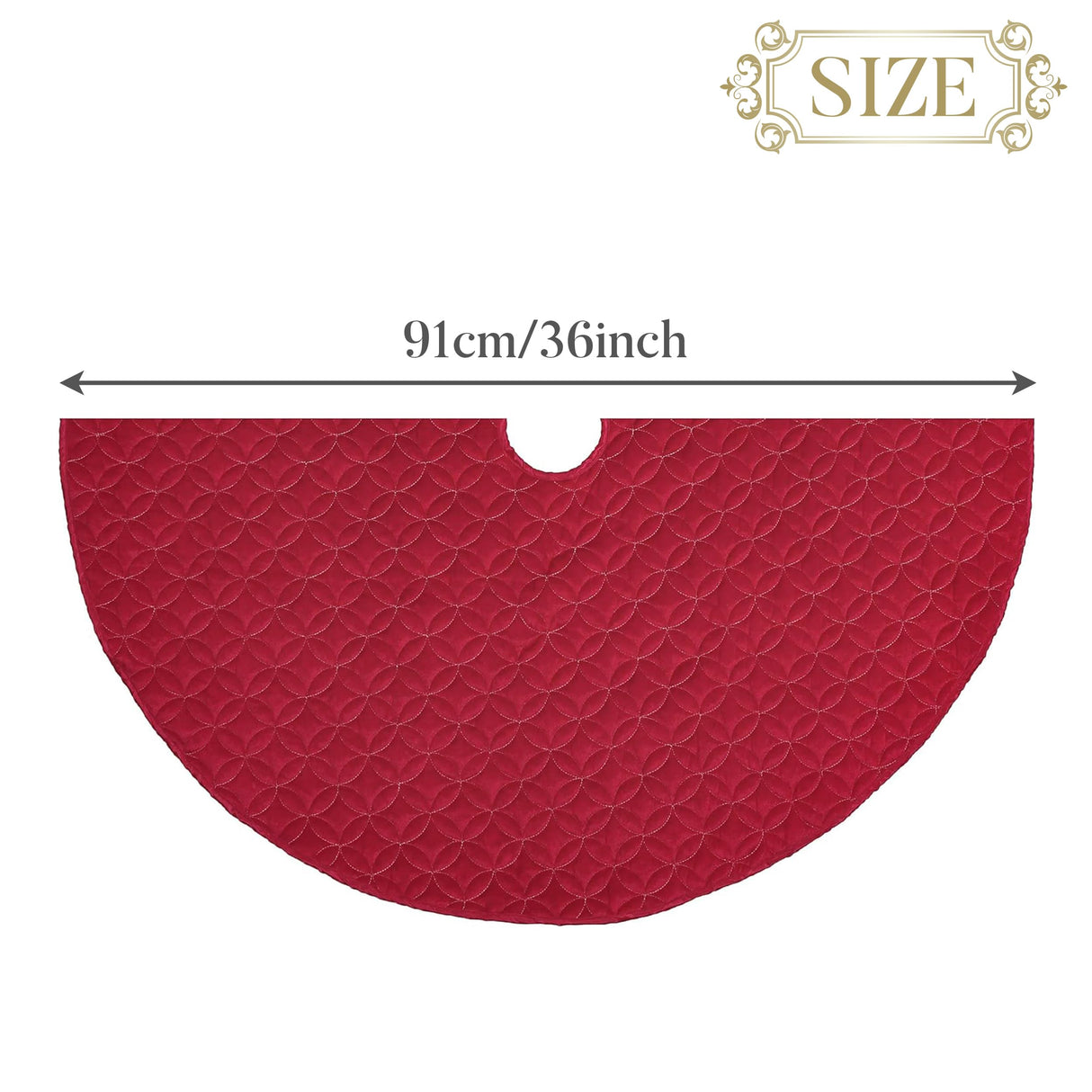 Valery Madelyn Christmas Tree Skirt for Tree Decorations, 36 Inch Fabric Luxury Red Gold Medium Xmas Velvet Tree Skirt with Embroidery Patchwork & Tassels for Tree Merry Christmas Party Decor Valery Madelyn